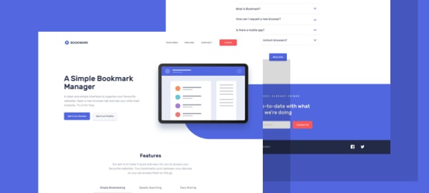 Screenshot of the Bookmark web app homepage