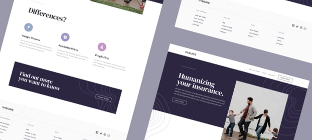 Screenshot of the Insure web app homepage