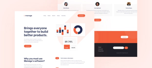 Screenshot of the Manage web app homepage