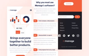 Screenshot of the Manage web app homepage