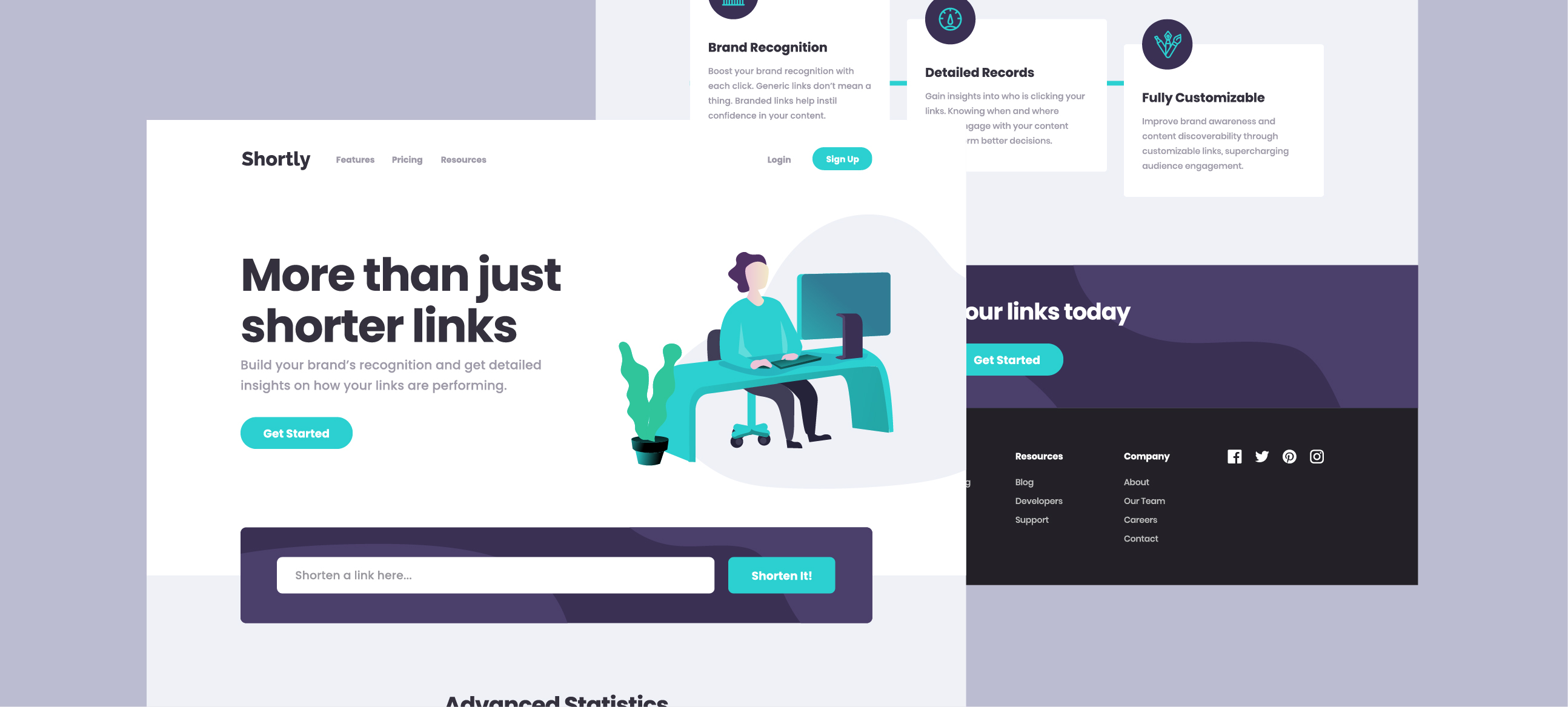 Screenshot of the Manage web app homepage
