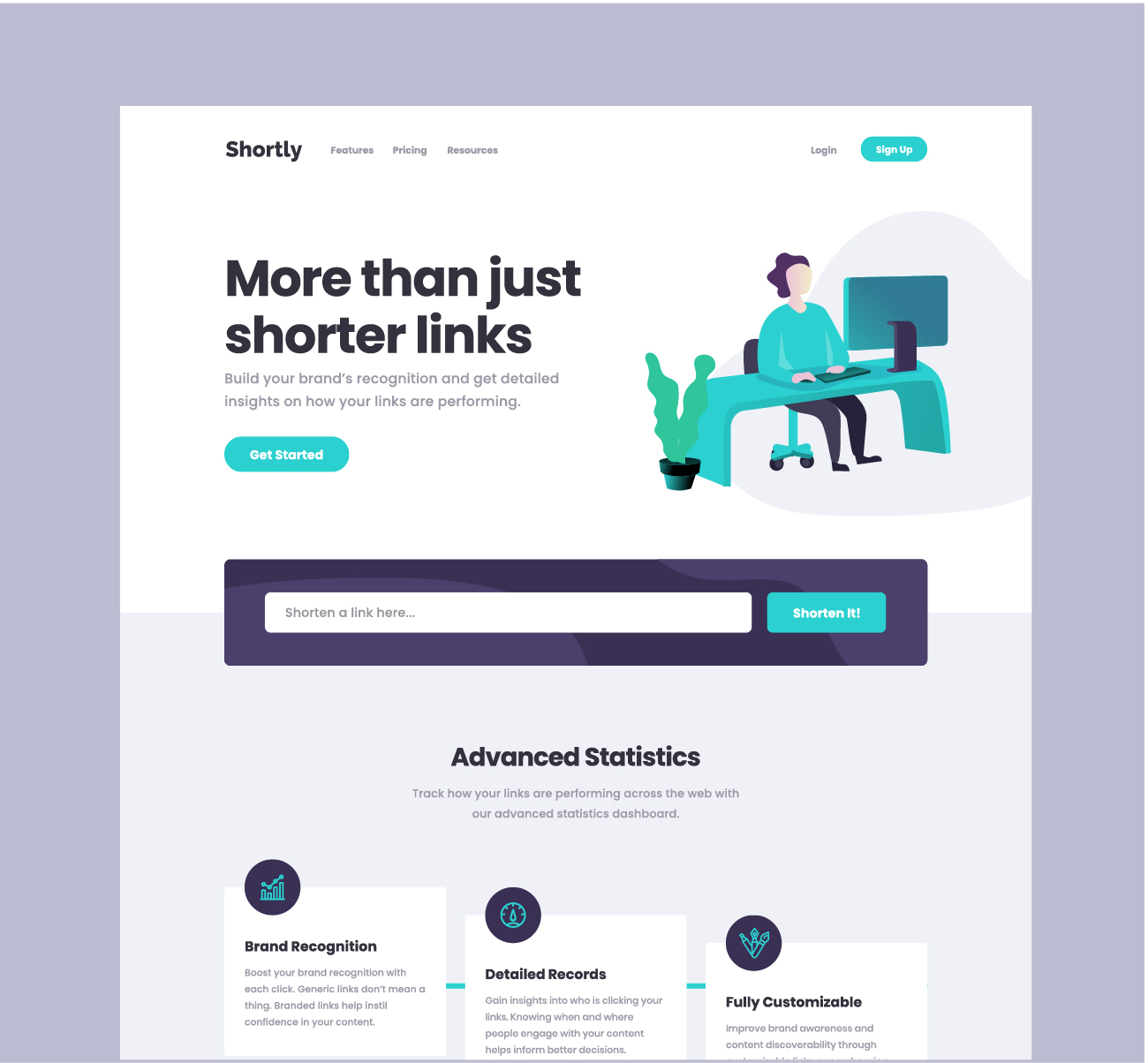 Screenshot of the Manage web app homepage